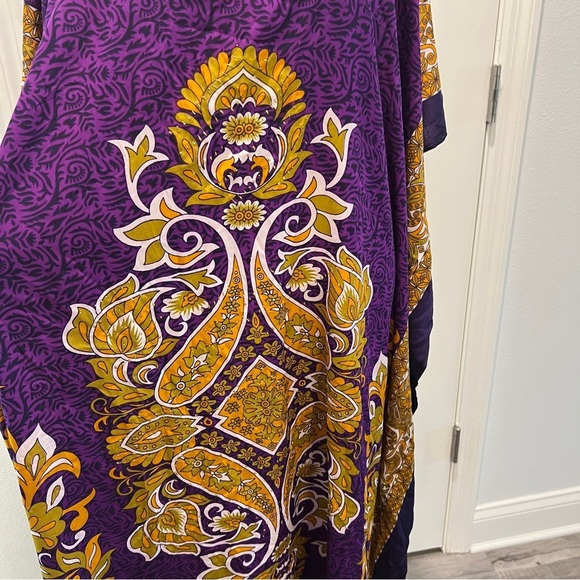 Kaftan Maxi One Size Classics Woman's House Dress Purple Gold - Picture 9 of 11
